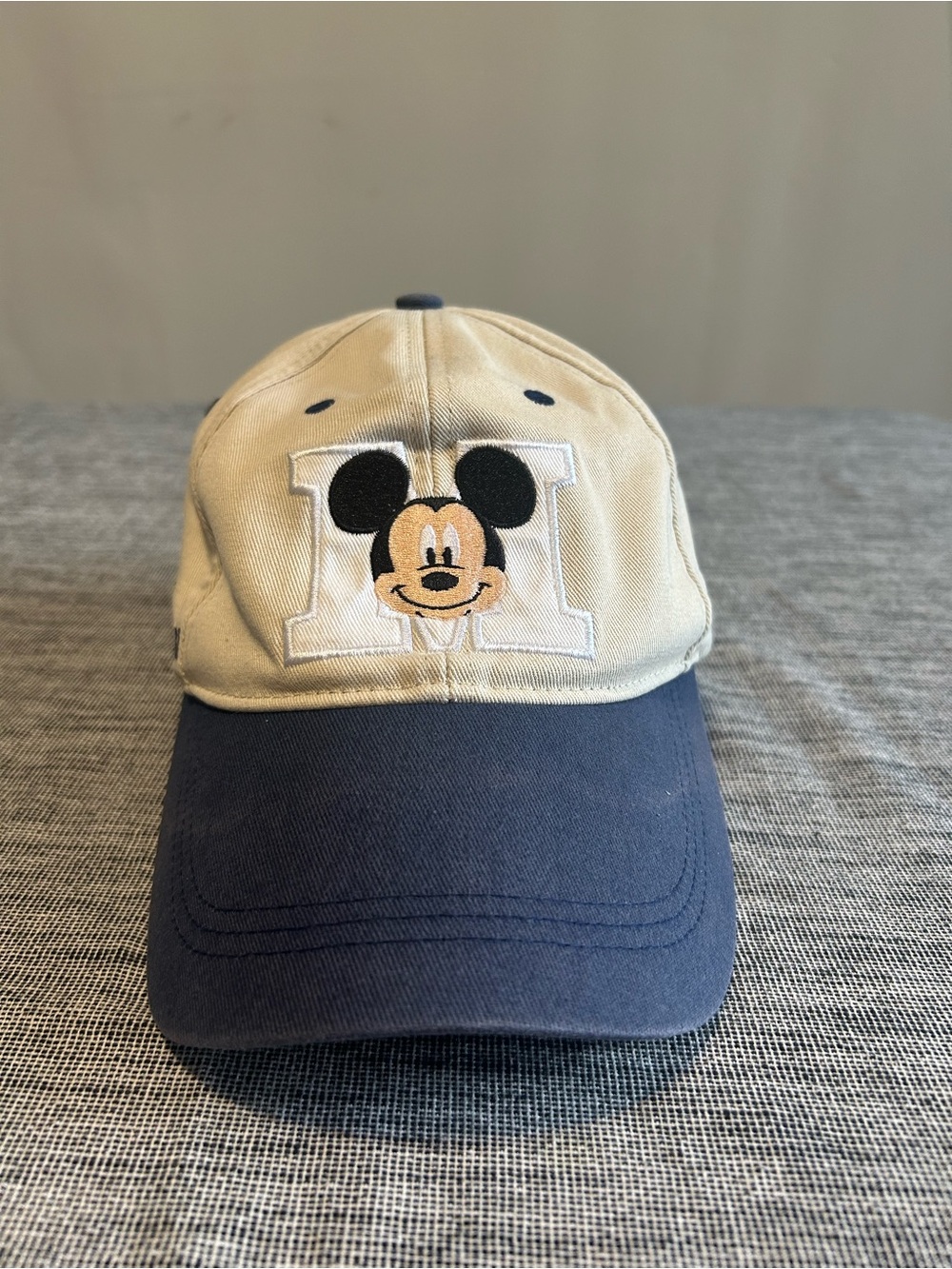 Disney Parks Mickey Mouse Big “M” WDW Beige Adjustable Baseball Hat Cap Adult